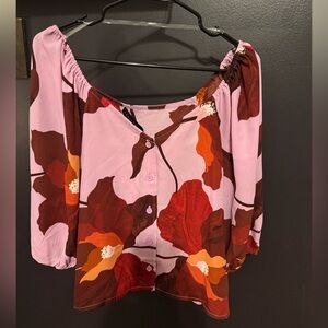 Sanctuary Floral Blouse in Pink and Red